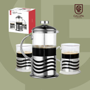 Cafetera Crystal Rock Embolo + 2 pocillos