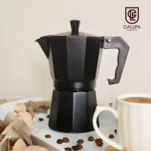 Cafetera Crystal Rock Tipo Italiana negra 3 pocillos.